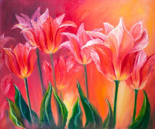 Tulips, oil painting on canvas